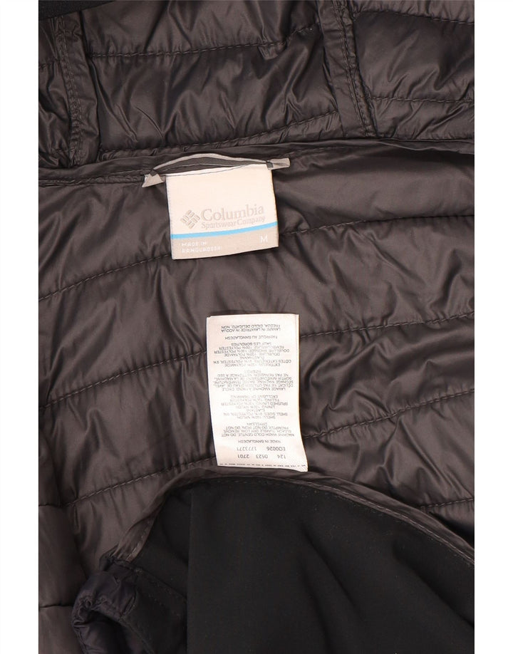 Męska wyściełana kurtka z kapturem Columbia, średni granatowy nylon w blokach kolorów
