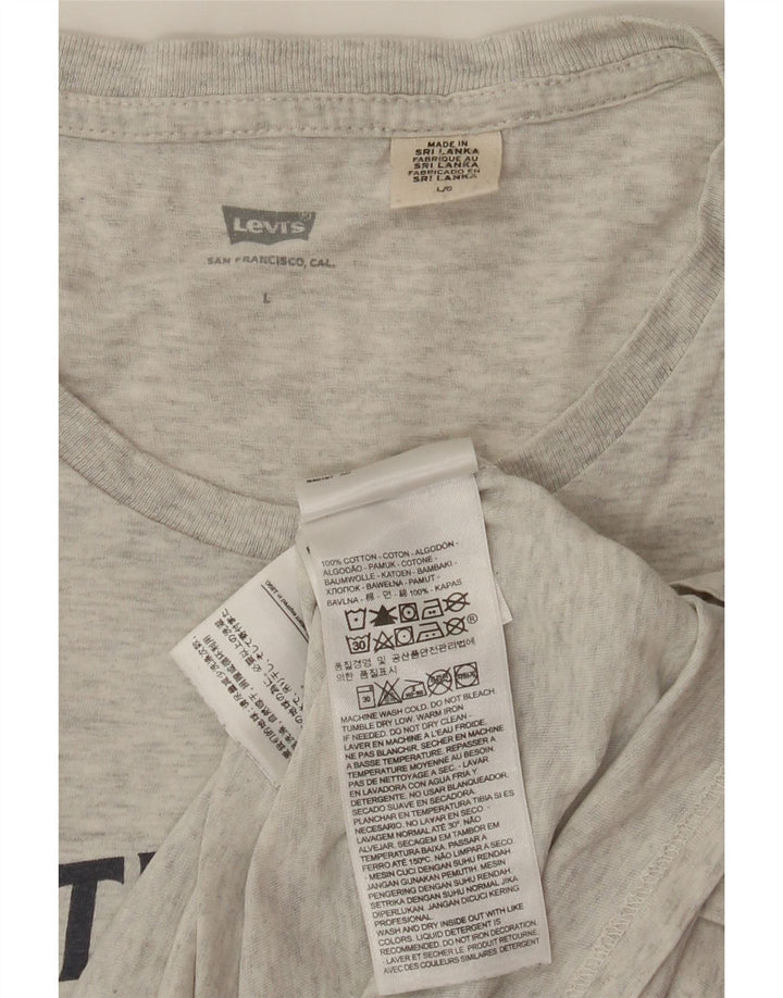 Męski T-shirt z grafiką LEVI'S, duży, szary, bawełniany