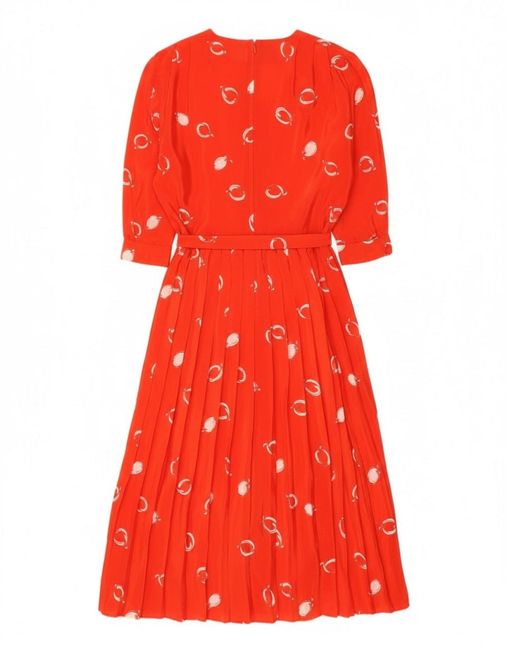 Vintage damska sukienka maxi z abstrakcyjnym wzorem i rękawem 3/4 EU 42, duża czerwona