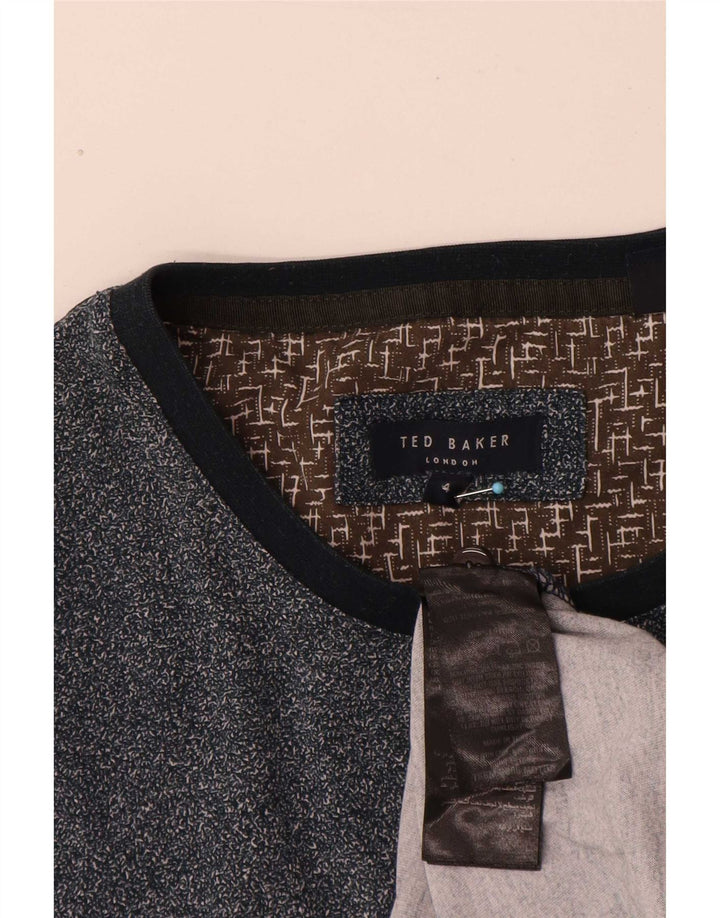 Ted Baker Męski T-shirt, rozmiar 4, duży, bawełniany w granatowe plamki