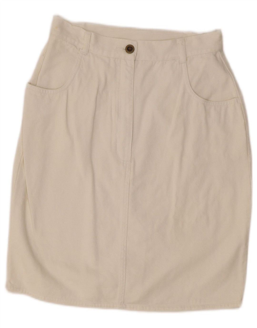 Prosta spódnica damska w stylu vintage IT 42 Medium W27 Biała bawełna