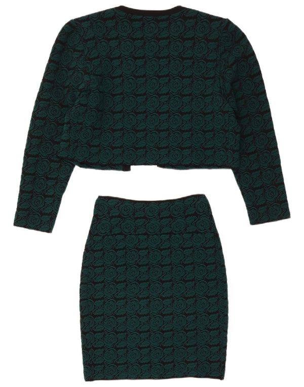 Vintage damski, dzianinowy, oversize'owy 2-częściowy zestaw spódnic UK 8 Small W28 Green Floral