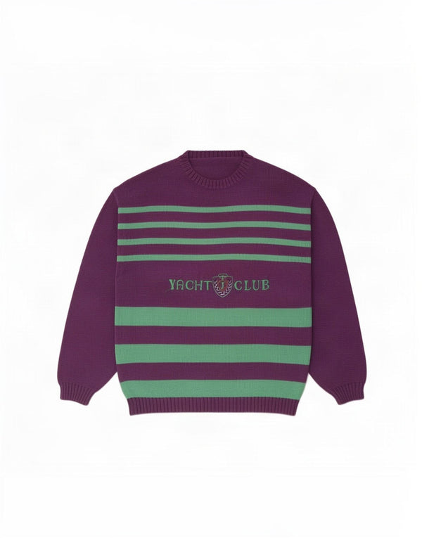 Vintage Mens Graphic Crew Neck Jumper Sweater IT 54 XL Purple Striped