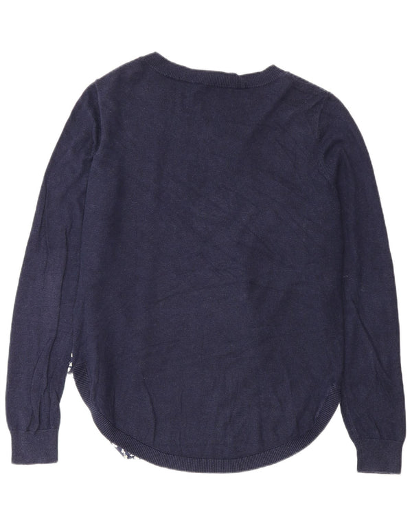 Sweter damski Oasis z dekoltem w łódkę UK 14, średni granatowy, bawełniany w kwiaty