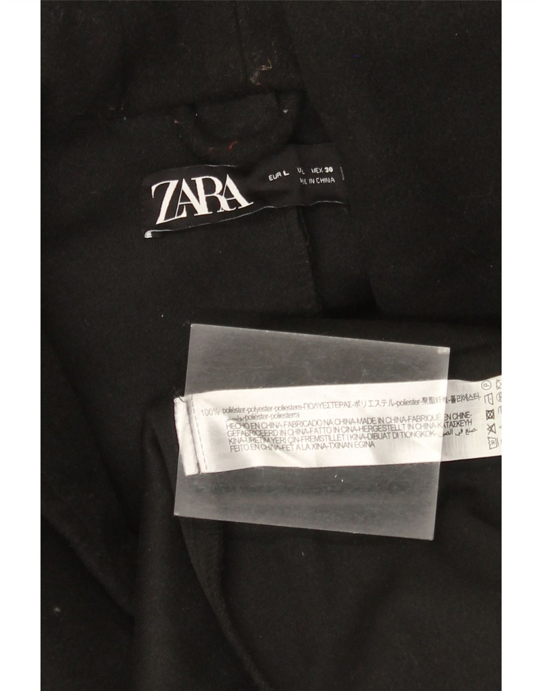 Damski płaszcz z kapturem ZARA UK 16, duży, czarny poliester
