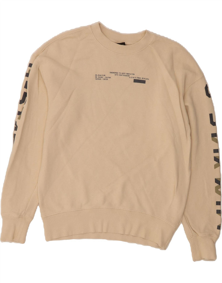 G-STAR Mens Graphic Sweatshirt Jumper Large Beige Cotton Vintage G-Star and Second-Hand G-Star from Messina Hembry 