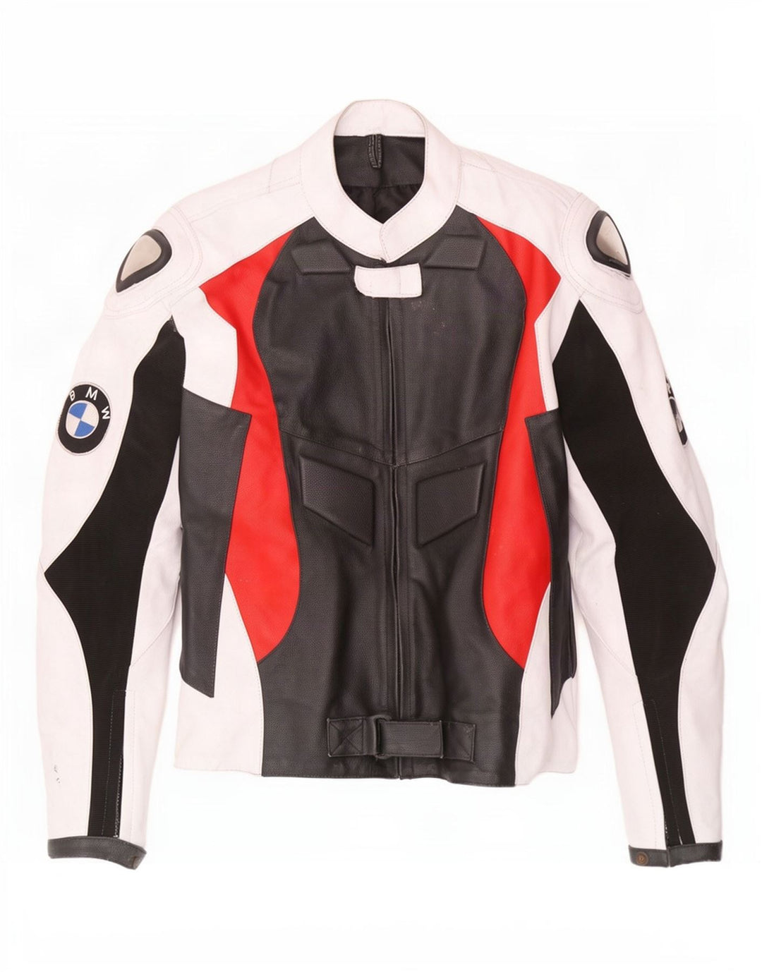 Męska skórzana kurtka BMW Racer UK 42 XL, wielokolorowa z blokami kolorów