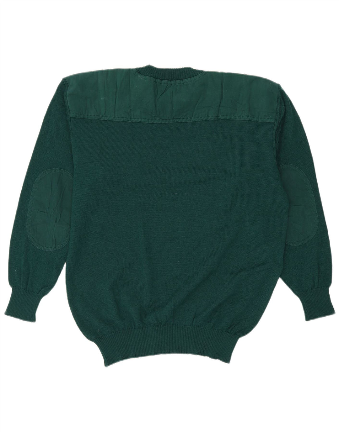 Vintage męski sweter z okrągłym dekoltem, duży, zielony, z dziewiczej wełny