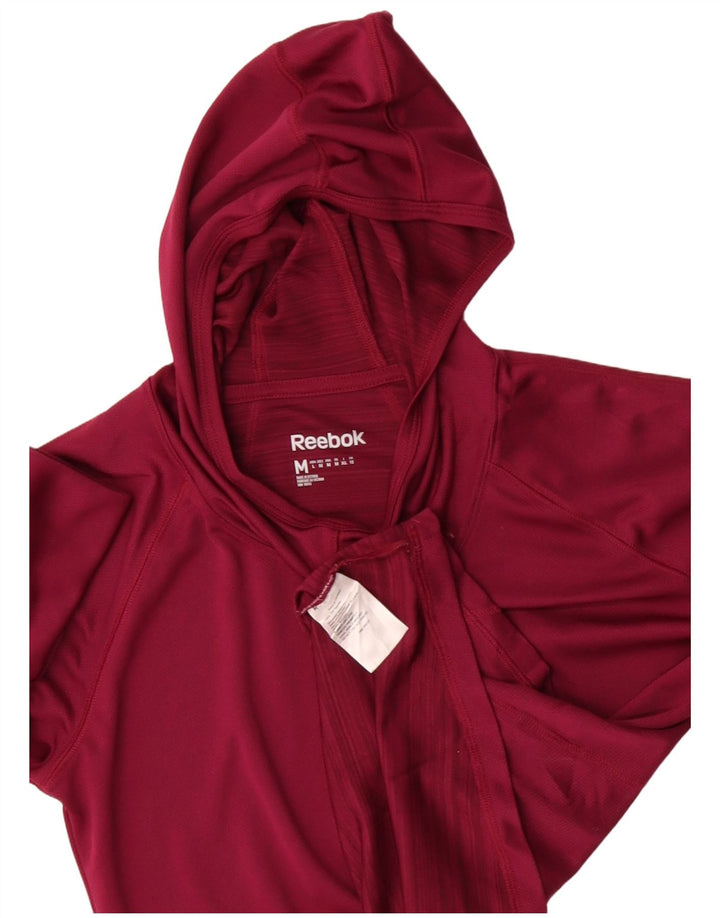 Męska koszulka Reebok z kapturem i długim rękawem, średni bordowy poliester