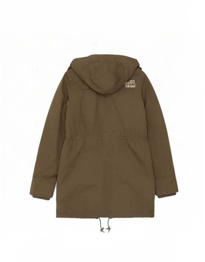 Damska kurtka parka z kapturem Superdry UK 14, średni khaki, poliester