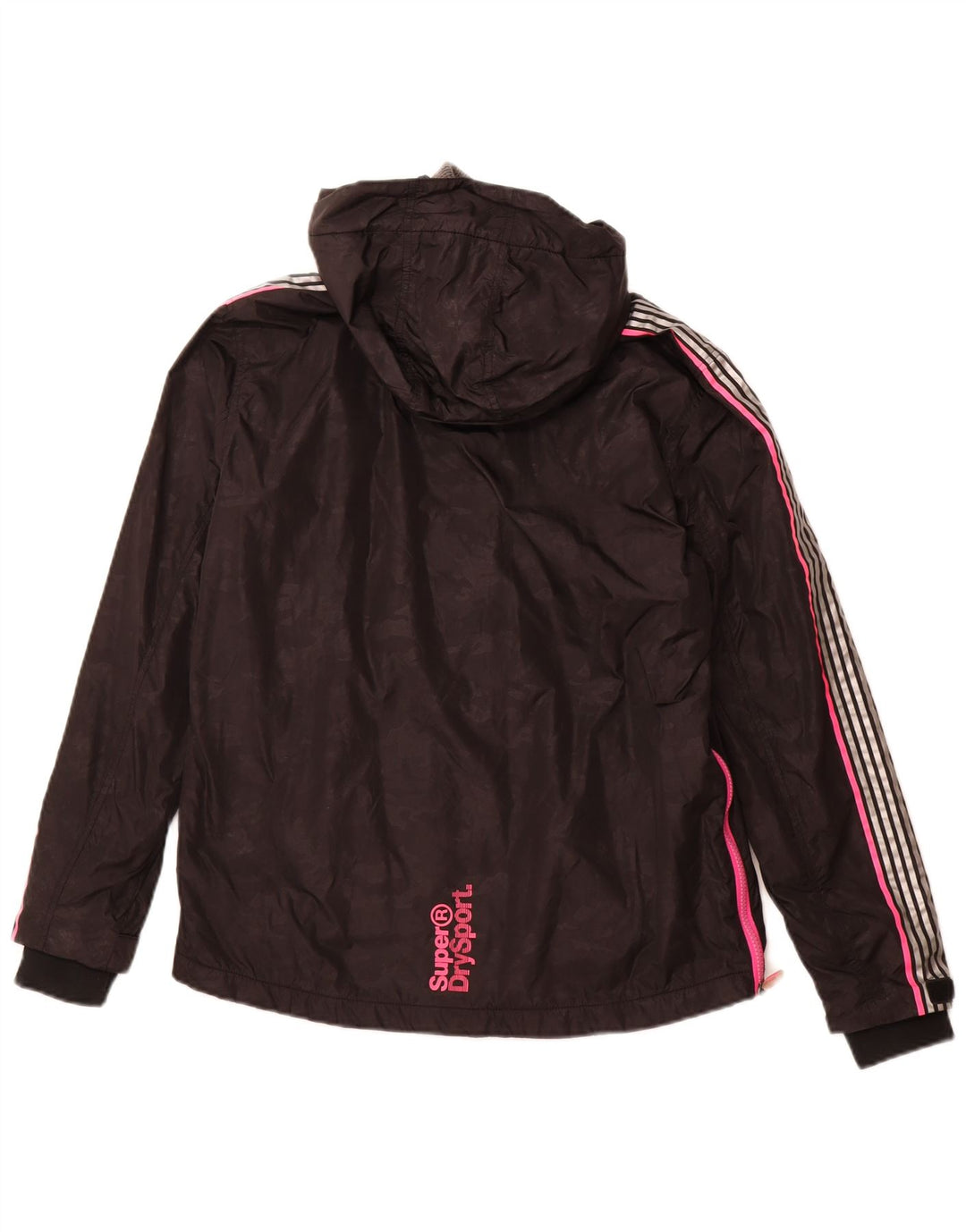 SUPERDRY Damska kurtka Anorak z kapturem i grafiką UK 8, mały, czarny nylon