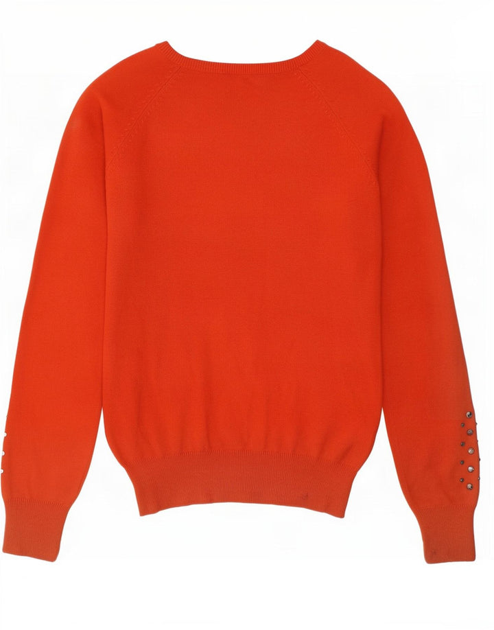Sweter damski Zara z dekoltem w kształcie litery V, UK 12, średni pomarańczowy, bawełniany