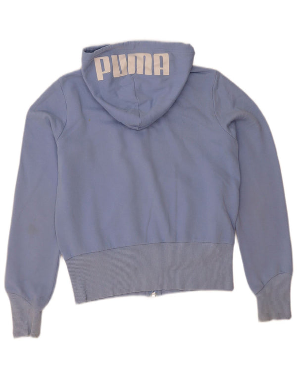 Damski sweter Puma z grafiką i zamkiem błyskawicznym, UK 10, mały, niebieski, bawełniany