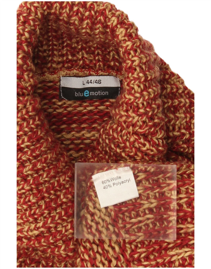 Damski sweter z golfem Blue Motion UK 16, duży, czerwony, nakrapiany