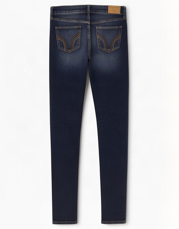 Damskie dżinsy rurki Hollister w trudnej sytuacji US 3 XS W26 L31 Niebieskie bawełniane