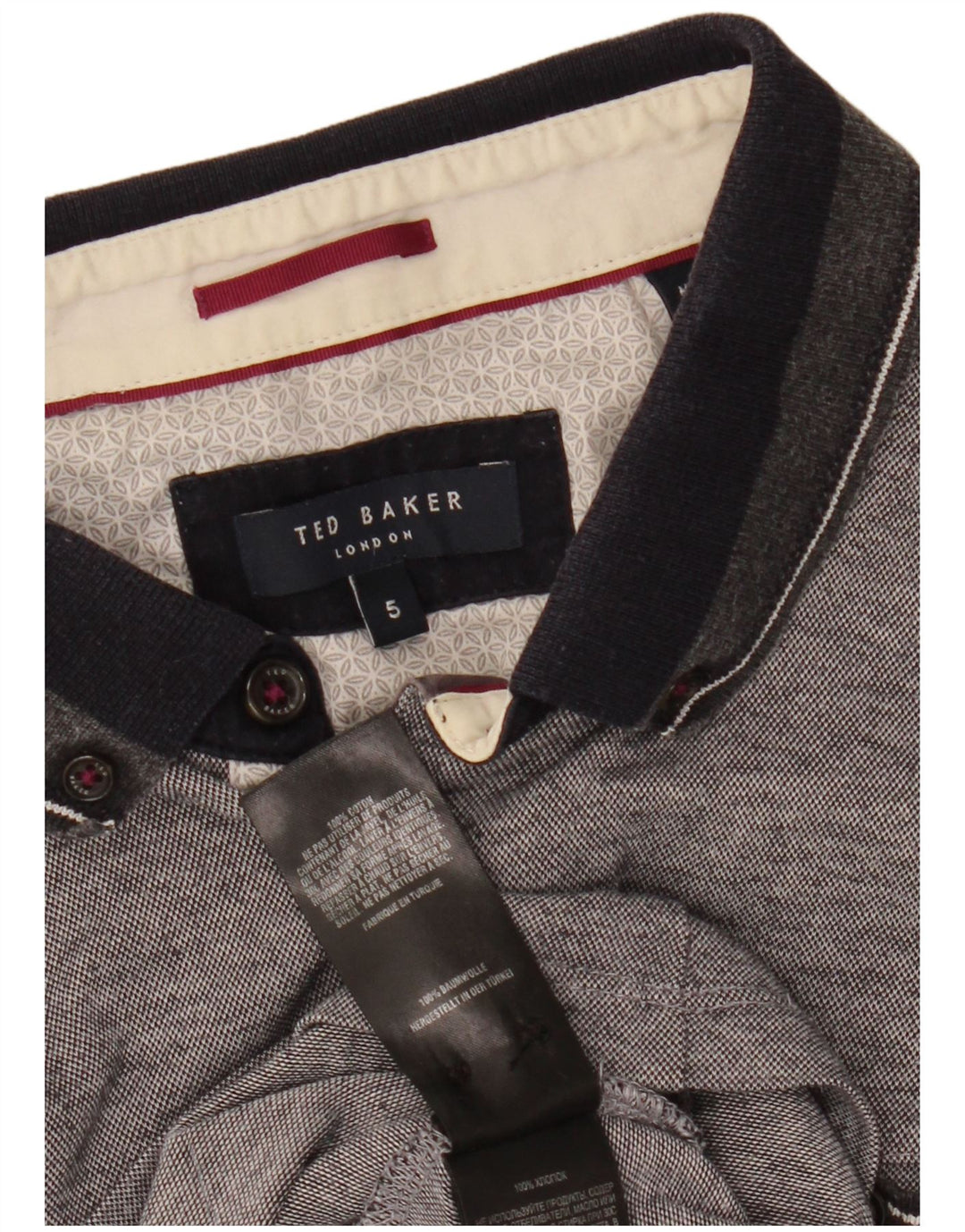 Męska koszulka polo TED BAKER, rozmiar 5 XL, szara, bawełniana w plamki