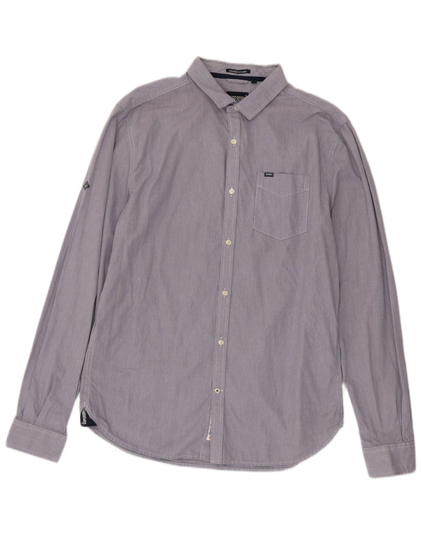 Koszula męska Superdry XL, niebieska, bawełniana w prążki