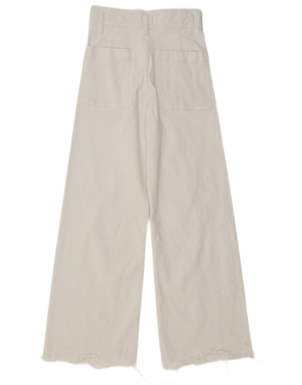 Damskie jeansy Zara z wysokim stanem i szeroką nogawką EU 36 XS W26 L29 białe