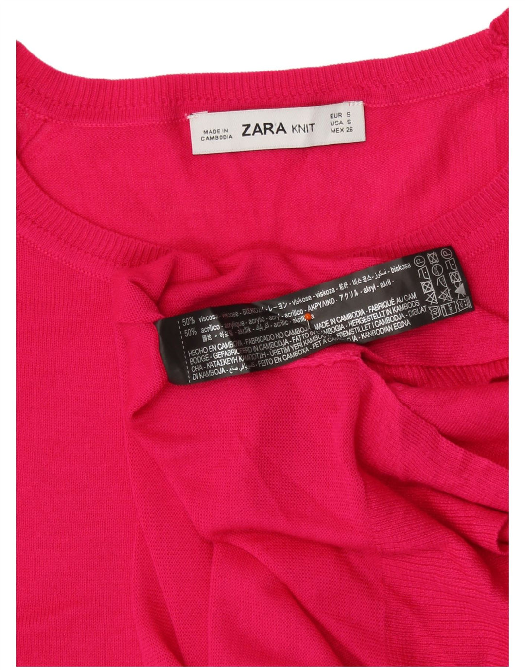 Damski sweter oversize z wycięciem pod szyją Zara UK 10 Small Pink Wiskoza