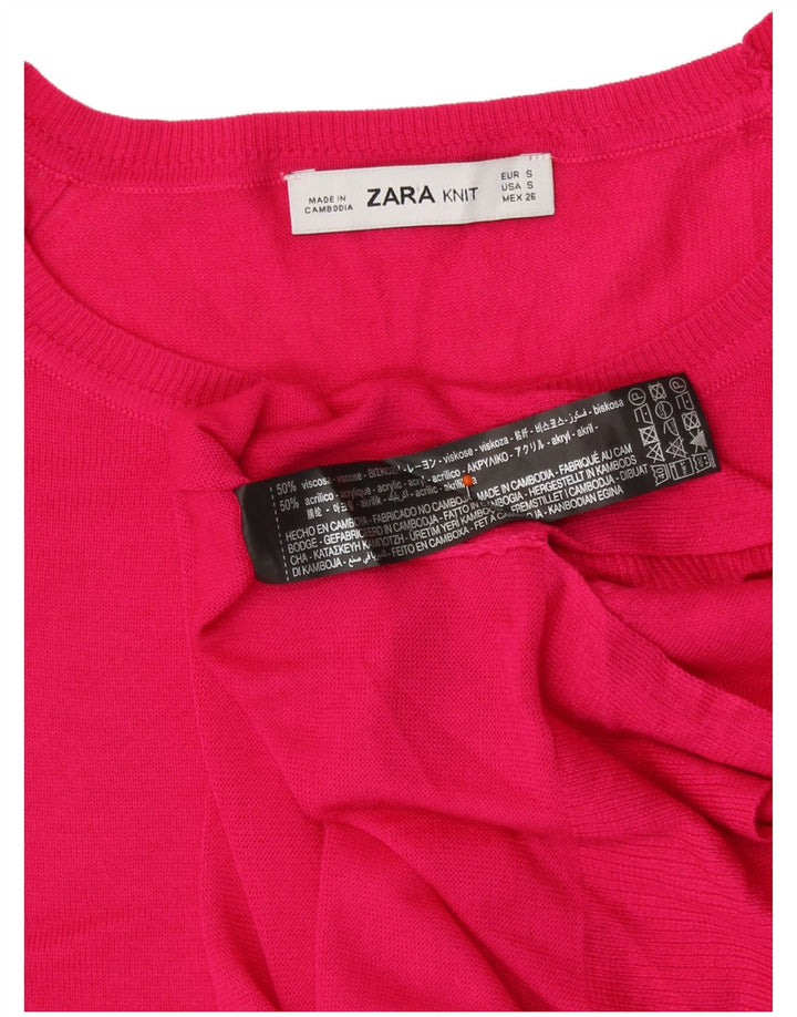Damski sweter oversize z wycięciem pod szyją Zara UK 10 Small Pink Wiskoza