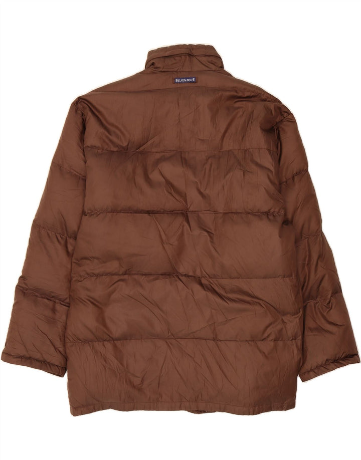 BELFE & BELFE Mens Hooded Padded Jacket IT 50 Large Brown Polyester Vintage Belfe & Belfe and Second-Hand Belfe & Belfe from Messina Hembry 