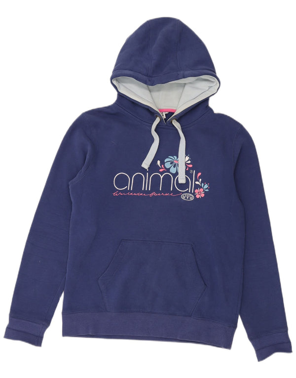 Damski sweter z kapturem w kształcie zwierząt, UK 14, duży, niebieski, bawełniany