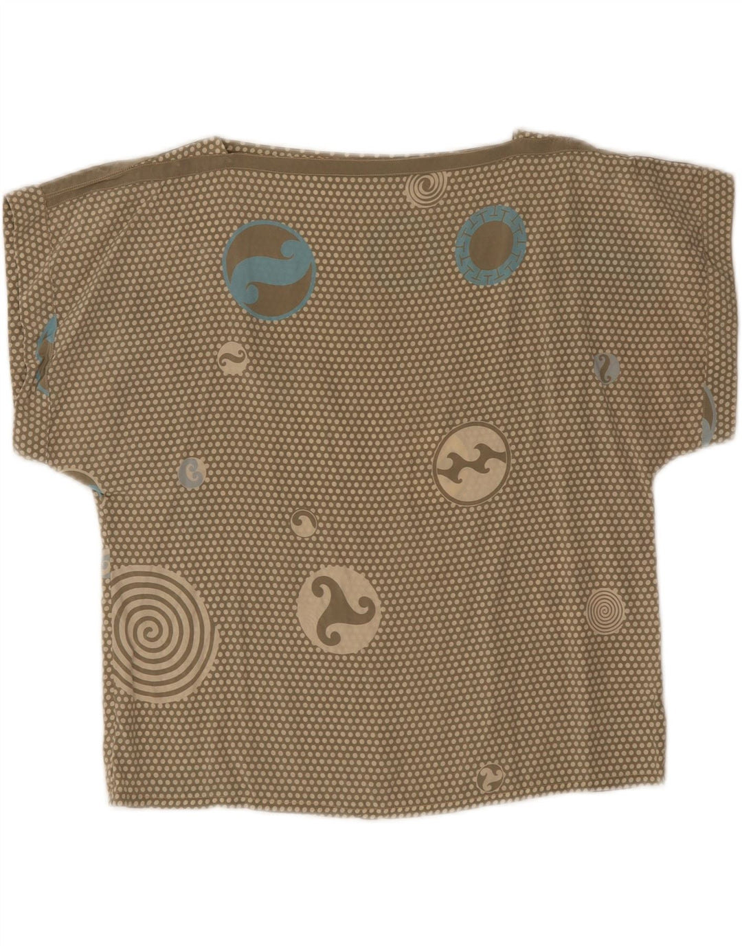 T-shirt damski w stylu vintage Top UK 12 Średni zielony w cętki