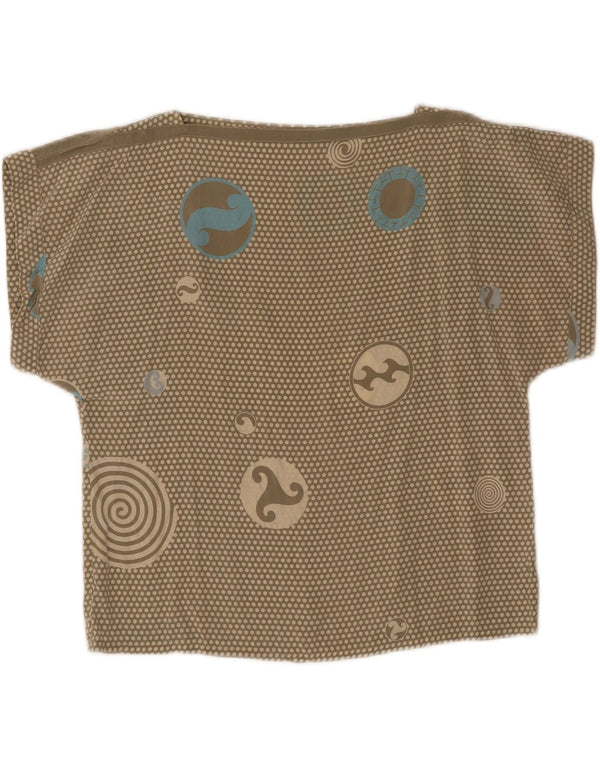 T-shirt damski w stylu vintage Top UK 12 Średni zielony w cętki