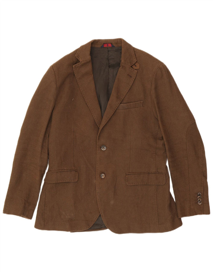 MASSIMO DUTTI Męska marynarka zapinana na 2 guziki UK 38 Średni brązowy wiskoza