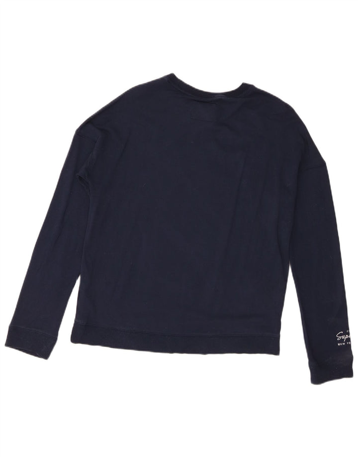 Damski sweter z grafiką Superdry UK 8 Small, granatowy, wiskoza