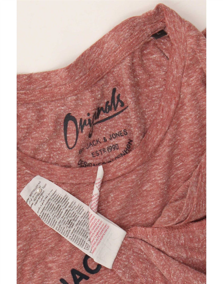 Męski T-shirt z grafiką Jack & Jones, duży, bordowy, nakrapiany poliester