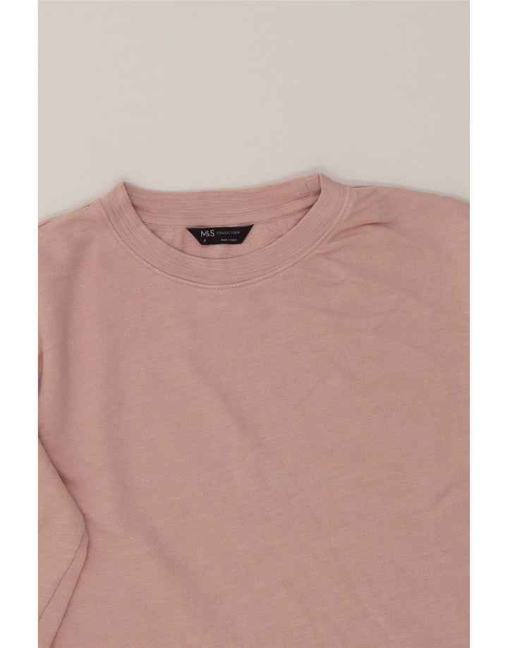MARKS & SPENCER Womens Oversized Sweatshirt Jumper UK 8 Small Pink Cotton Vintage Marks & Spencer and Second-Hand Marks & Spencer from Messina Hembry 