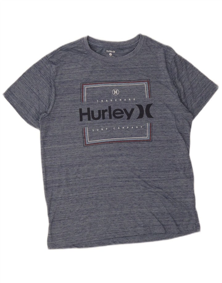 Męski T-shirt z grafiką Hurley, mały, granatowy, nakrapiany poliester