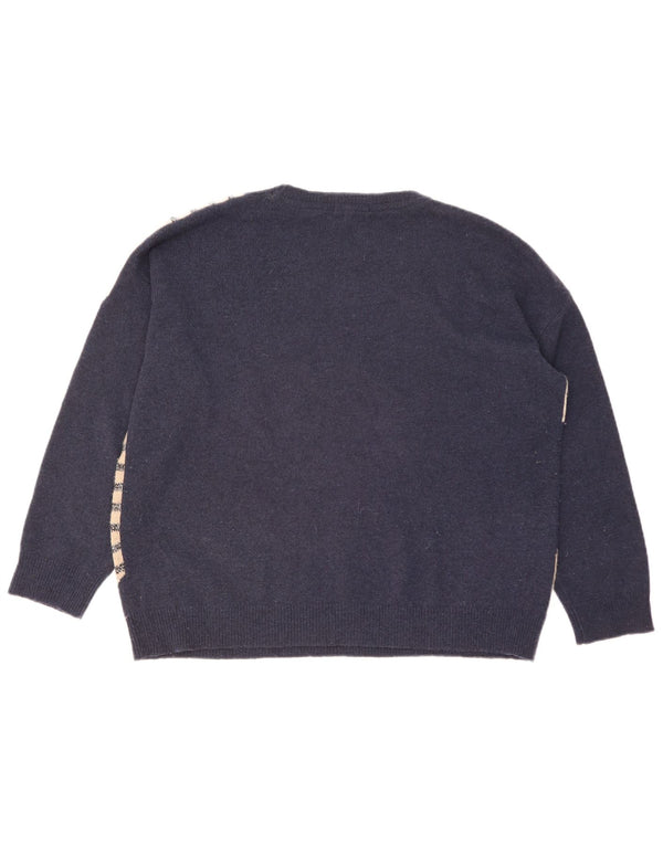 Damski sweter z okrągłym dekoltem White Stuff UK 16, duży, granatowy