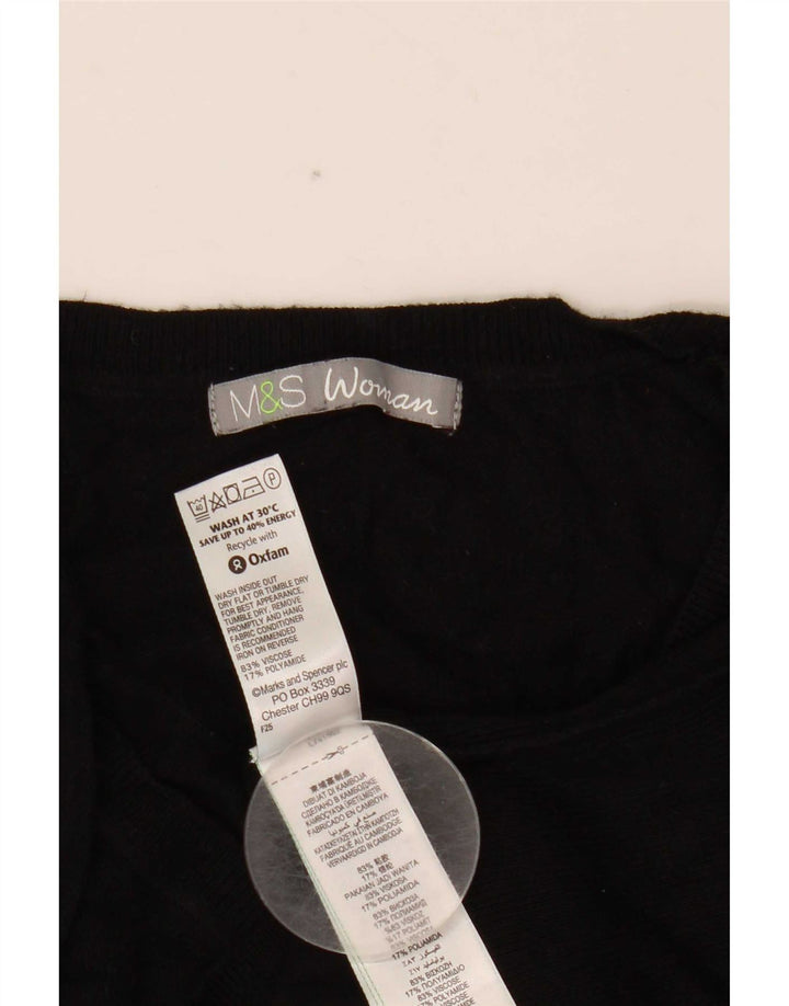 Marks & Spencer Damski sweter z dekoltem w kształcie litery V, UK 12, średni czarny