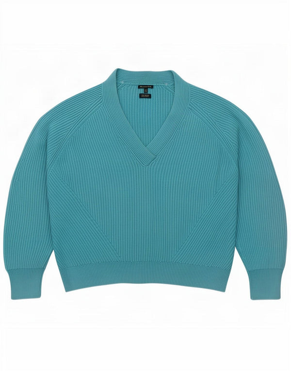 Damski sweter oversize Massimo Dutti z dekoltem w kształcie litery V, UK 14, średni niebieski