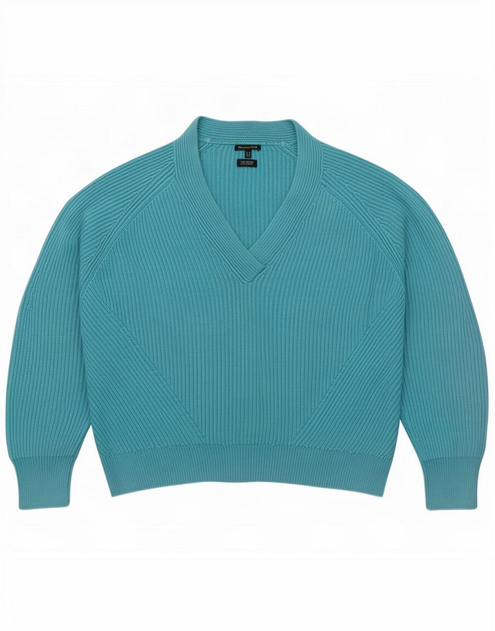Damski sweter oversize Massimo Dutti z dekoltem w kształcie litery V, UK 14, średni niebieski