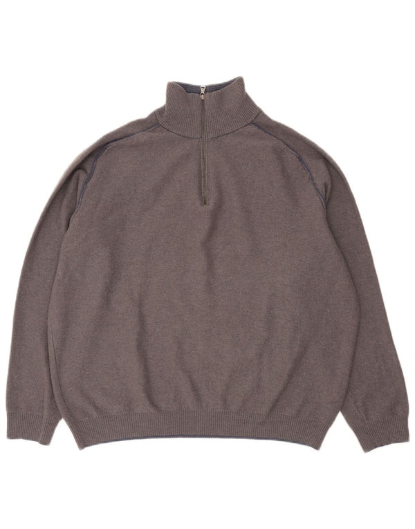 Męski sweter z zamkiem błyskawicznym Hugo Boss Slim Fit 2XL Szara dziewicza wełna