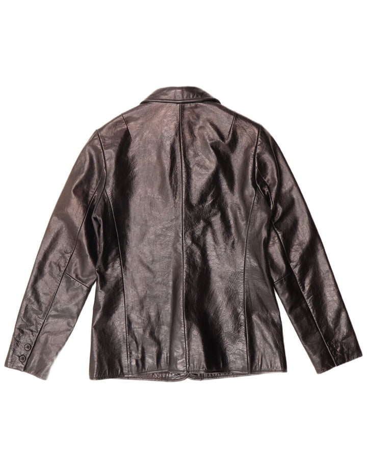 Damska marynarka skórzana zapinana na 2 guziki GAP UK 10, mała czarna skóra