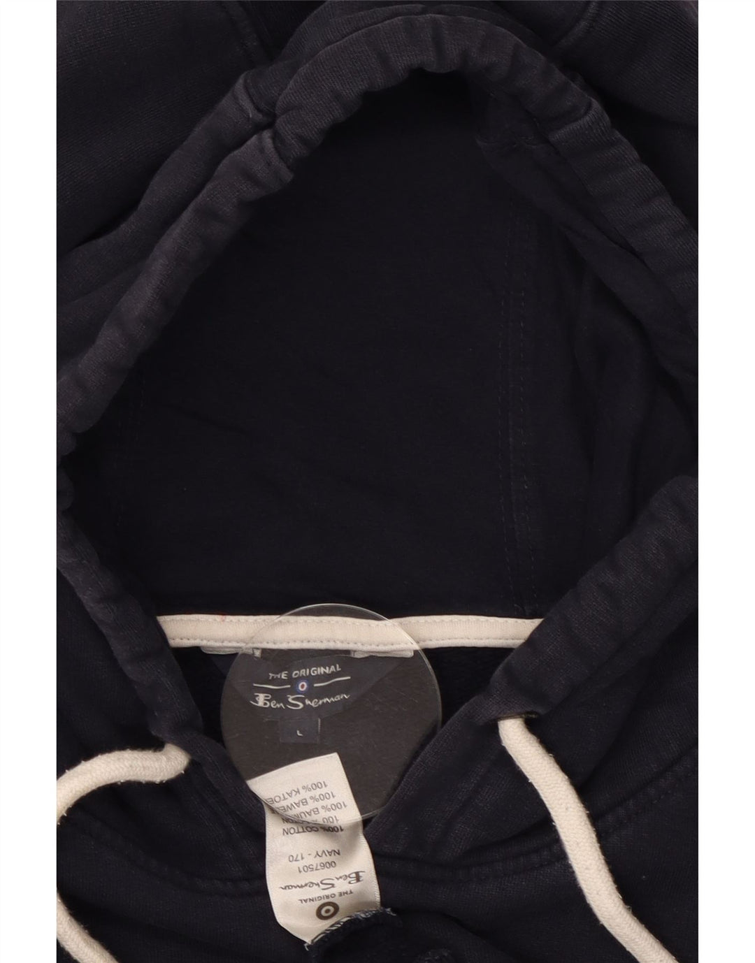 BEN SHERMAN Damski sweter oversize z kapturem z grafiką UK 16, duży, granatowy