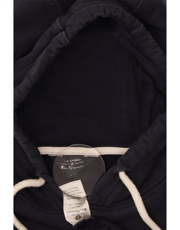 BEN SHERMAN Damski sweter oversize z kapturem z grafiką UK 16, duży, granatowy