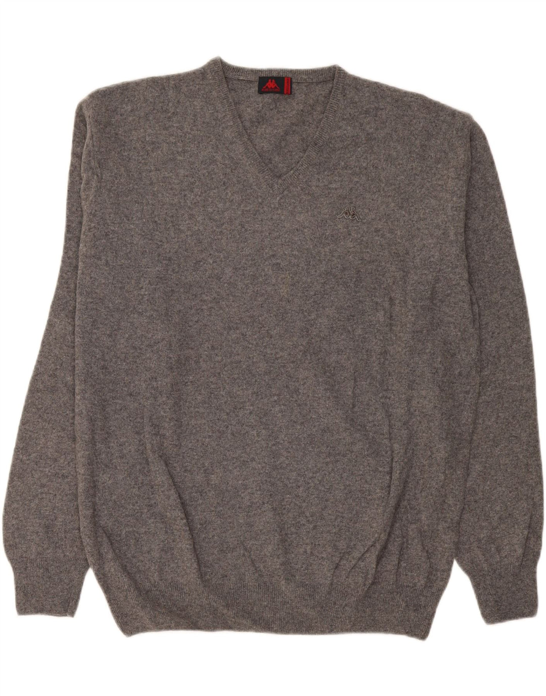 Męski sweter Kappa z dekoltem w kształcie litery V, 3XL, szara wełna owcza