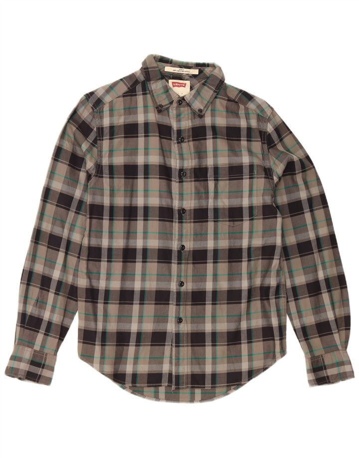 Męska koszula flanelowa Levi's Slim Fit w małą szarą kratę, bawełniana
