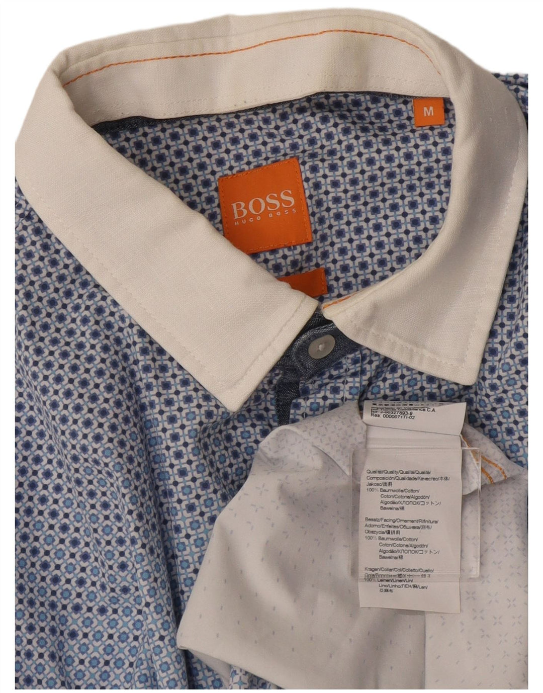 Koszula męska Hugo Boss, średnia niebieska, geometryczna bawełna