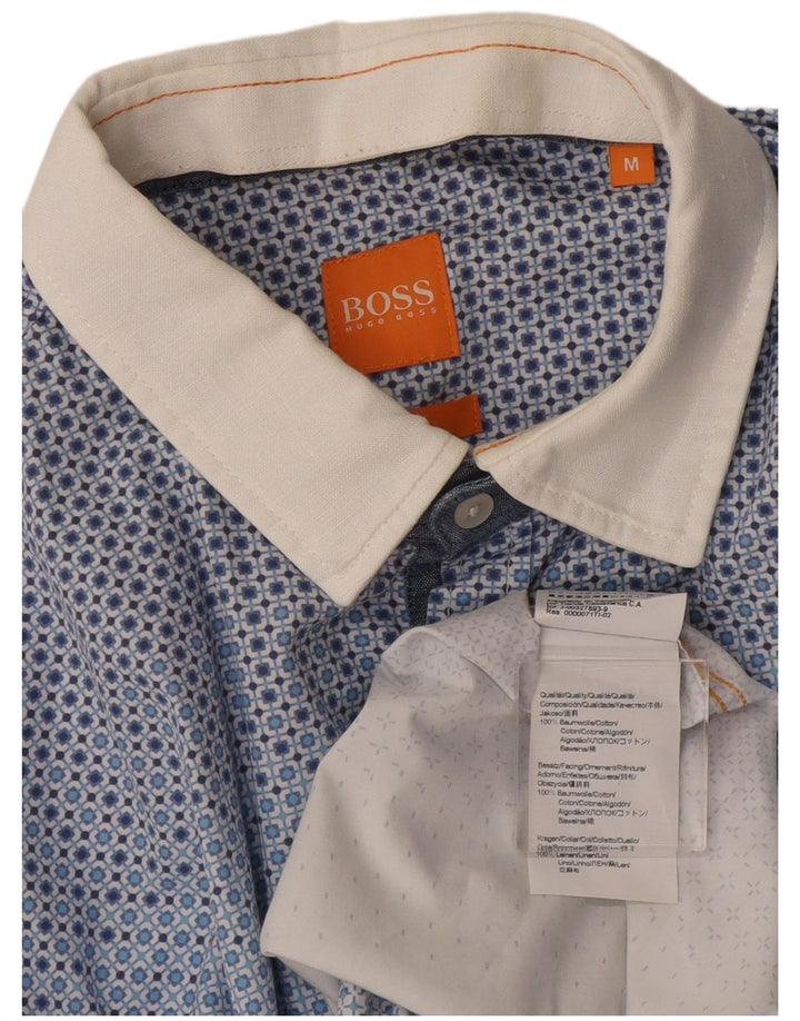 Koszula męska Hugo Boss, średnia niebieska, geometryczna bawełna