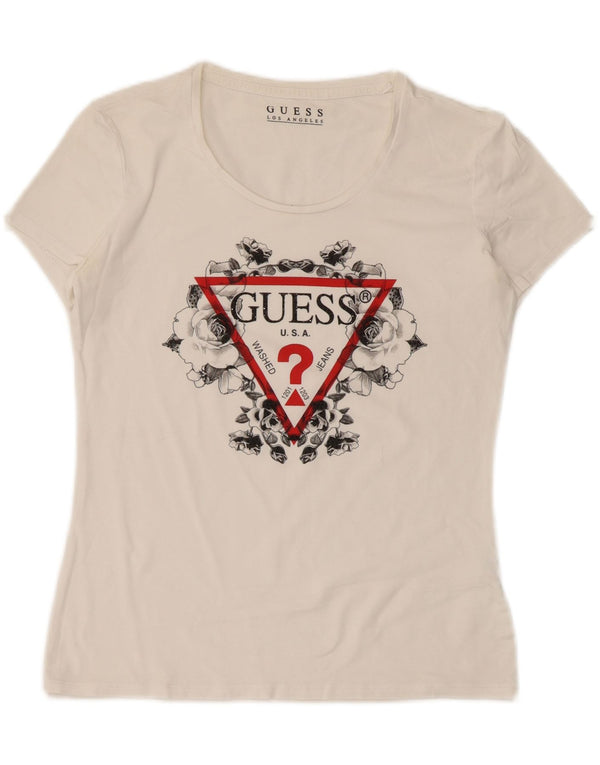 Damska koszulka graficzna Guess Top UK 12 Medium White