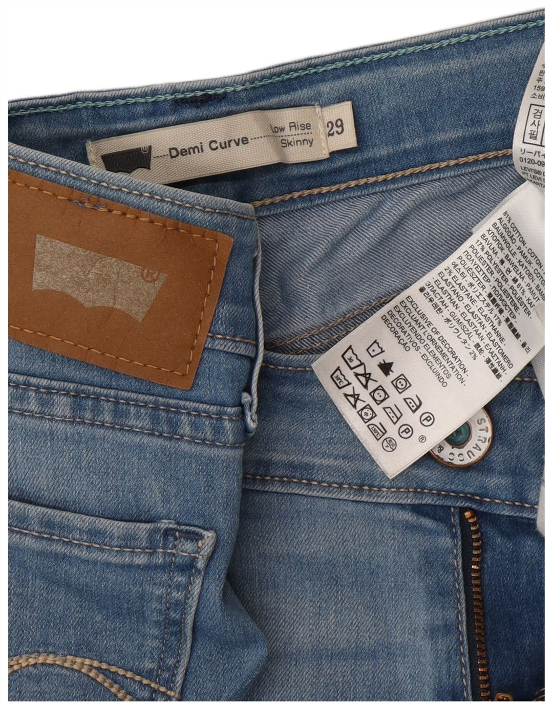 Damskie jeansy skinny Demi Curve LEVI'S W29 L28 Niebieska bawełna