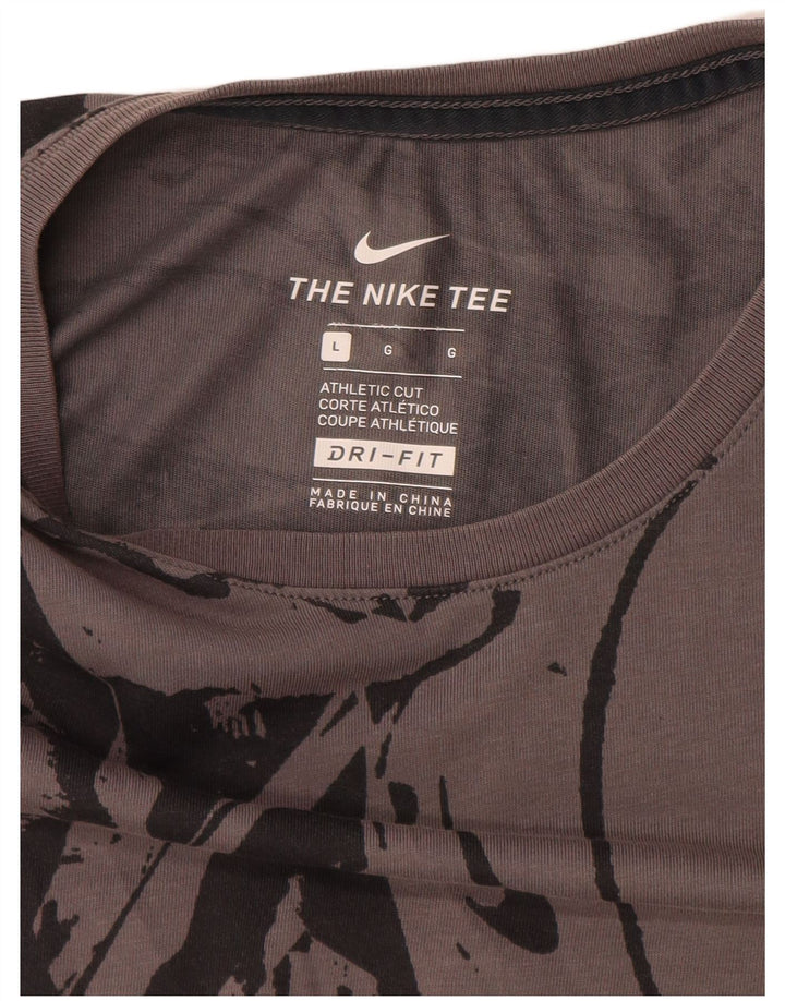 Męski T-shirt Nike Dri Fit z abstrakcyjnym wzorem, duży, szary
