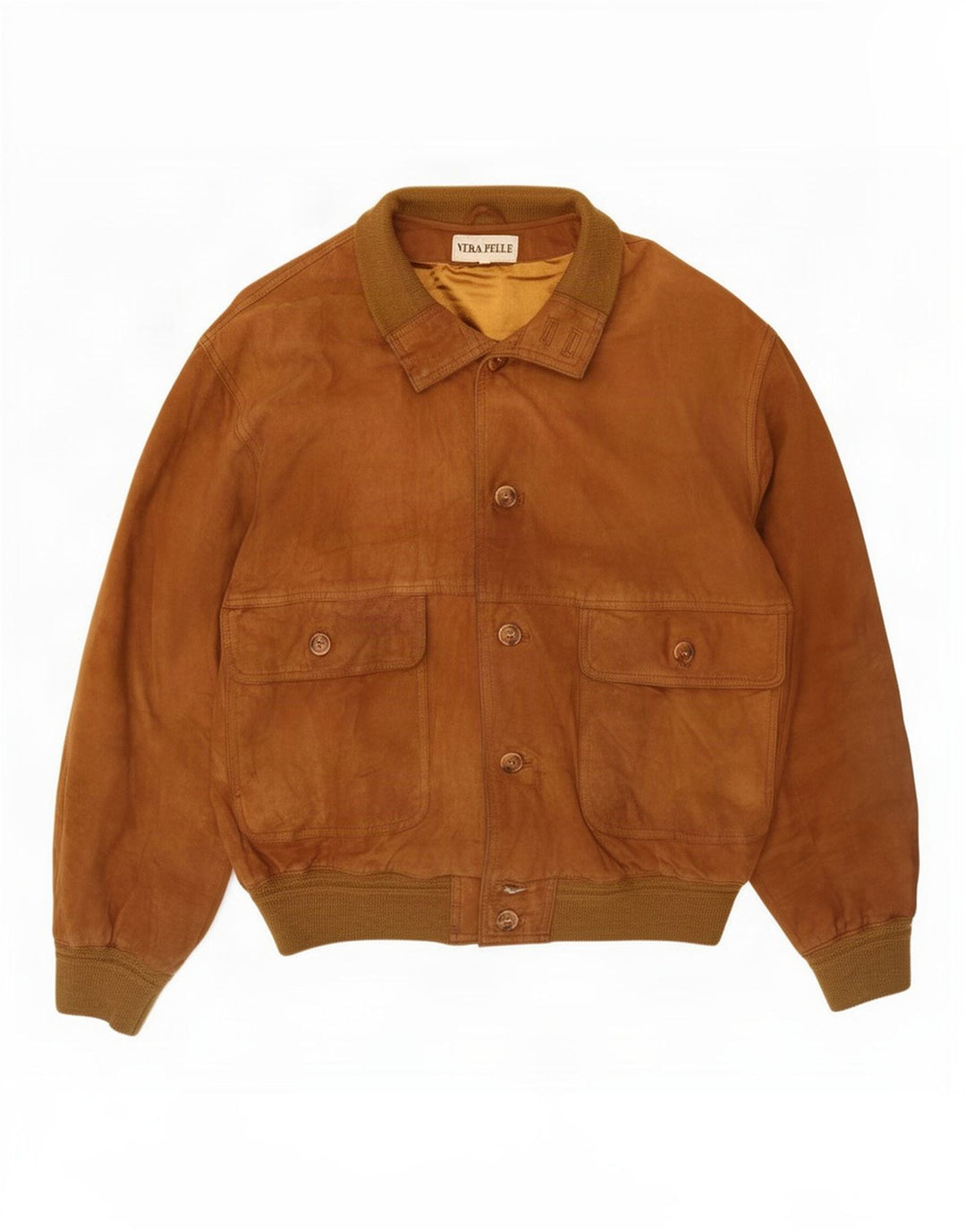 Vintage męska zamszowa kurtka bomber UK 36 mała brązowa skóra