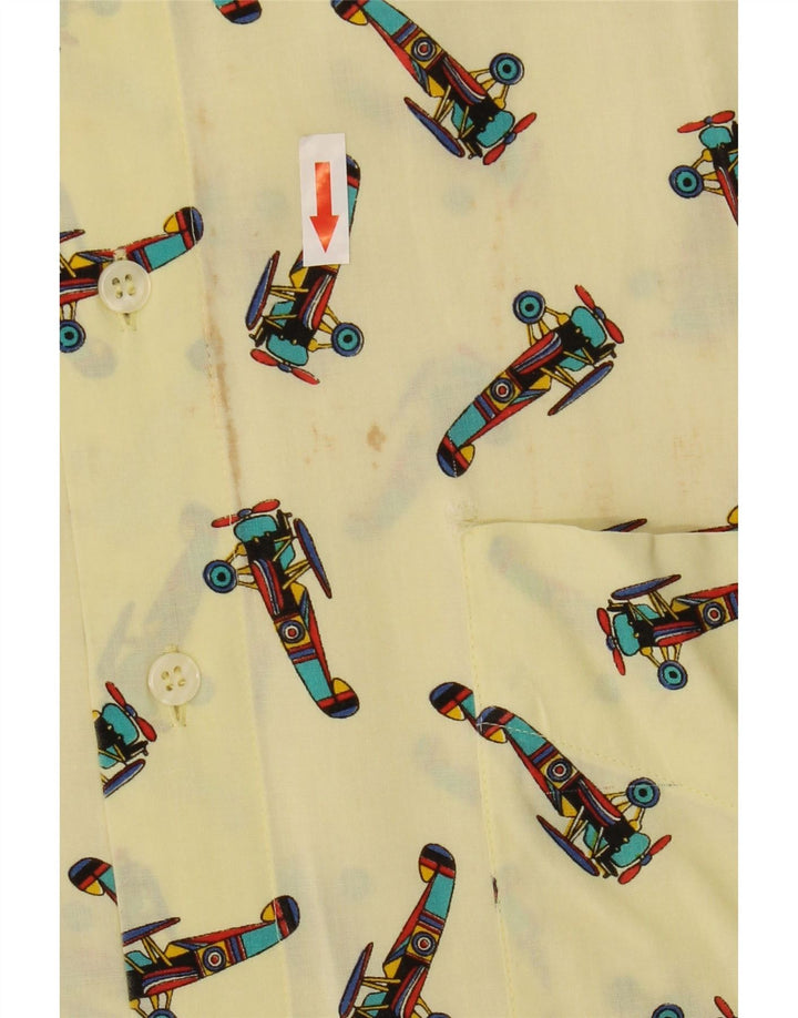 Męska graficzna koszula z krótkim rękawem w stylu vintage, XL, żółta